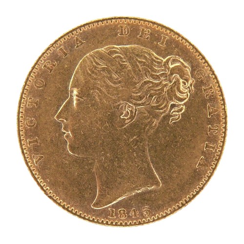 46 - A Victoria Young Head Shield Back gold sovereign, 1845.