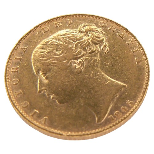 46 - A Victoria Young Head Shield Back gold sovereign, 1845.