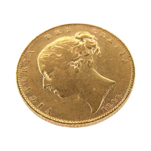 47 - A Victoria Young Head Shield Back gold sovereign, 1846.