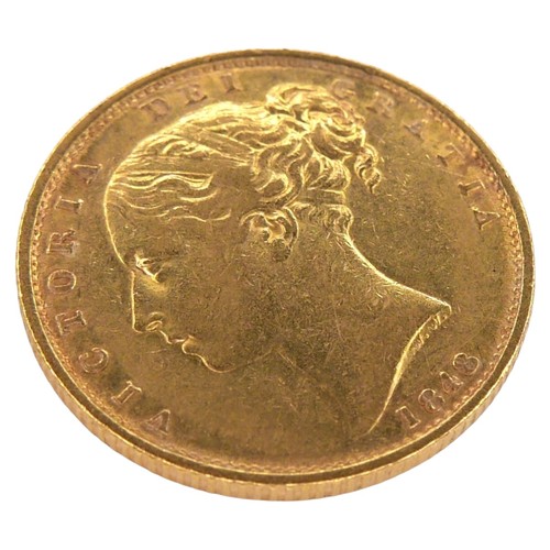 49 - A Victoria Young Head Shield Back gold sovereign, 1848.