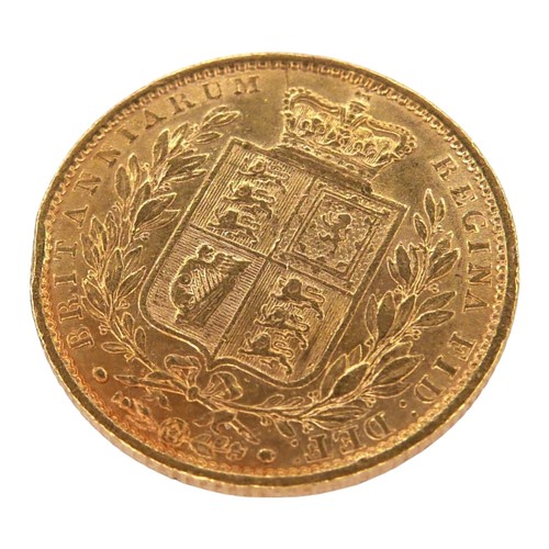 50 - A Victoria Young Head Shield Back gold sovereign, 1853.