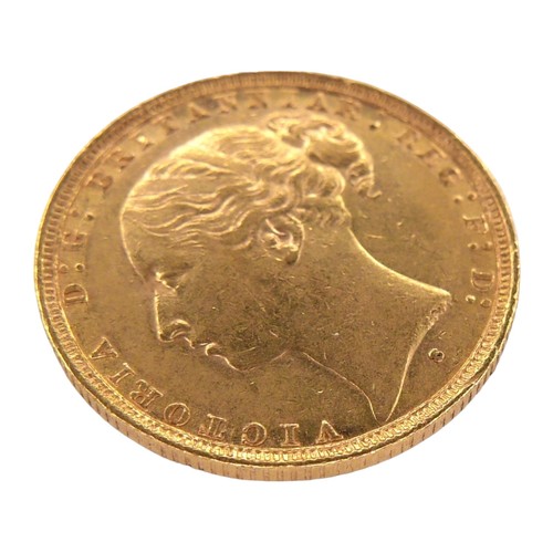 51 - A Victoria Young Head gold sovereign, 1880, Sydney, Australia Mint.