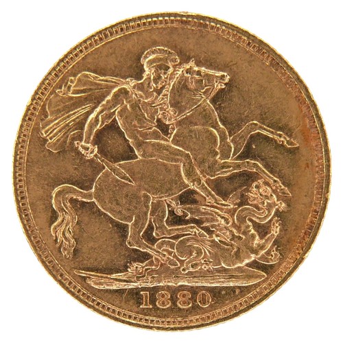 51 - A Victoria Young Head gold sovereign, 1880, Sydney, Australia Mint.