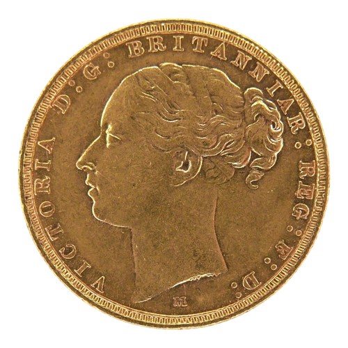 52 - A Victoria Young Head gold sovereign, 1882, Melbourne, Australia Mint.