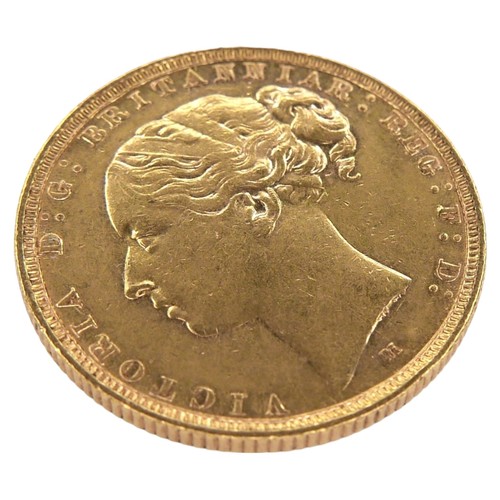 52 - A Victoria Young Head gold sovereign, 1882, Melbourne, Australia Mint.