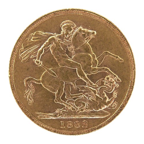 52 - A Victoria Young Head gold sovereign, 1882, Melbourne, Australia Mint.