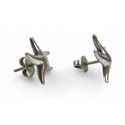 72 - A pair of Tiffany & Co silver starfish ear studs by Elsa Peretti, 15mm wide, 3.86g, with box and pou... 