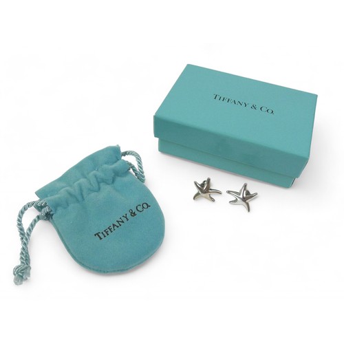 72 - A pair of Tiffany & Co silver starfish ear studs by Elsa Peretti, 15mm wide, 3.86g, with box and pou... 