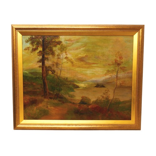 232 - A 20th century oil on canvas landscape, signed M Cuncliffe Holland May 1929, in a gilt frame, frame ... 