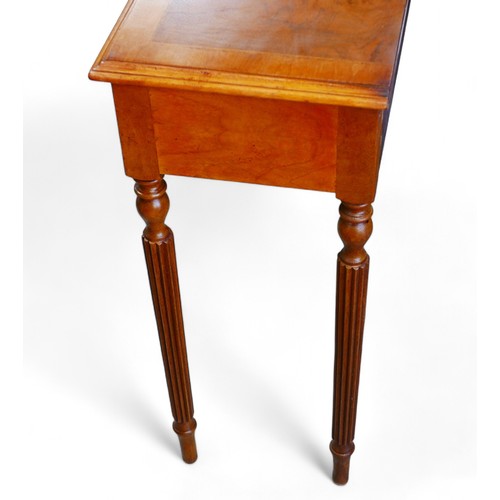 362 - A new walnut five drawer hall table on turned reeded legs, 156 by 32 by 76cm high.