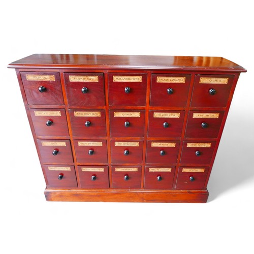 364 - A modern mahogany twenty drawer chest, in the style of a chemist's or apothecary chest, 103 by 26 by... 