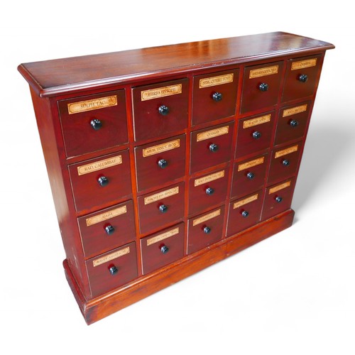 364 - A modern mahogany twenty drawer chest, in the style of a chemist's or apothecary chest, 103 by 26 by... 