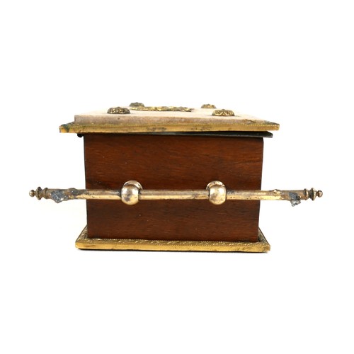 164 - A 19th century French figural jewellery casket, the walnut and marble casket with ormolu mounts woul... 