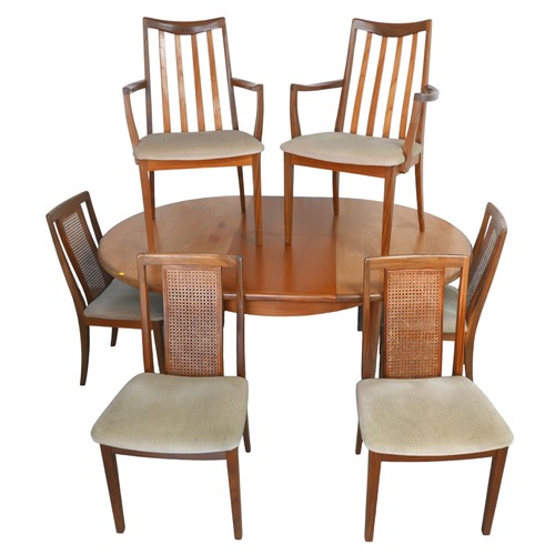 270 - A 1960s G-Plan 'Fresco' teak extendable dining table and chairs, the dining table having pull-out ac... 