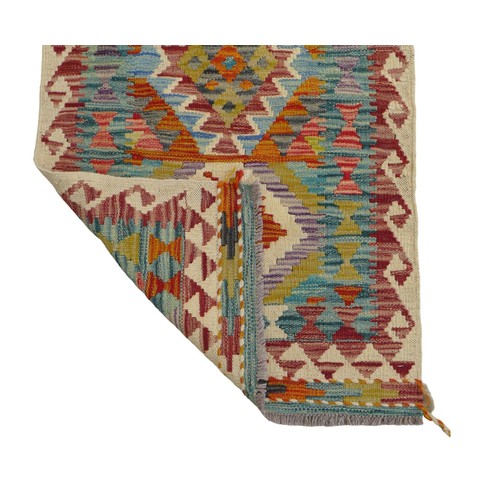 332 - Chobi Kilim Runner hand knotted woollen runner, 201 by 61cm.