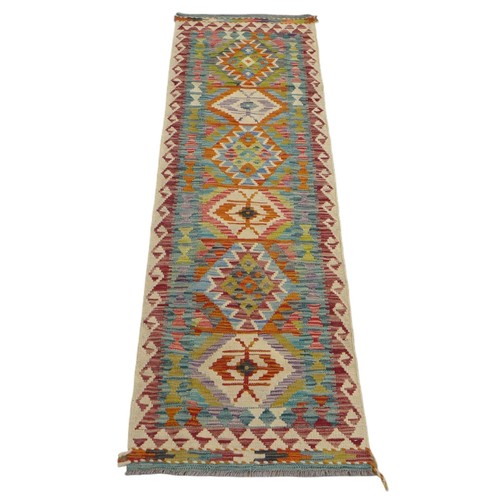 332 - Chobi Kilim Runner hand knotted woollen runner, 201 by 61cm.