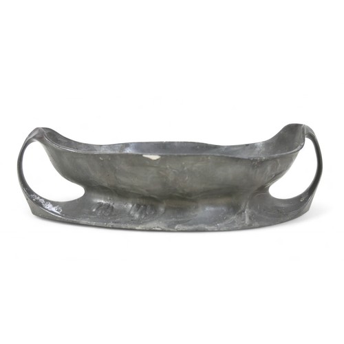 146 - A collection of mixed metal wares, including a Kayserzinn Art Nouveau pewter twin handled dish, no. ... 