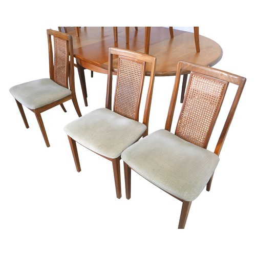 344 - A 1960s G-Plan 'Fresco' teak extendable dining table and chairs, the dining table having pull-out ac... 