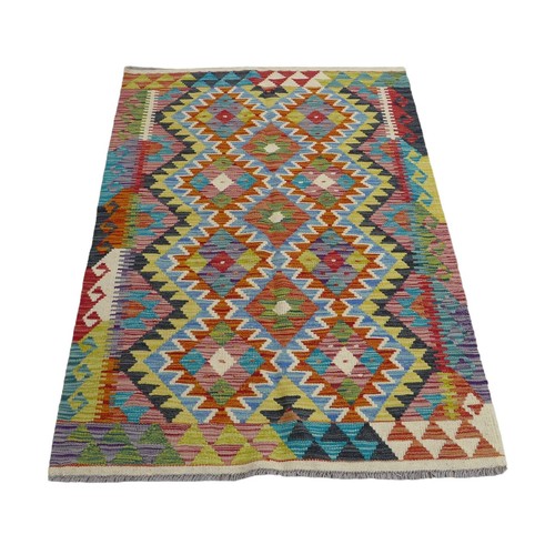 351 - A Chobi Kilim hand knotted woollen rug, 146 by 99cm.