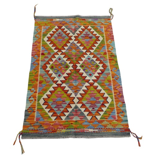 345 - A Chobi Kilim hand knotted woollen rug, 124 by 80cm.