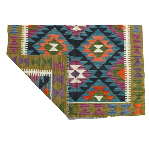 348 - A Maimana Kilim hand knotted woollen rug, 162 by 97cm.