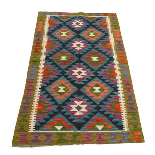 348 - A Maimana Kilim hand knotted woollen rug, 162 by 97cm.