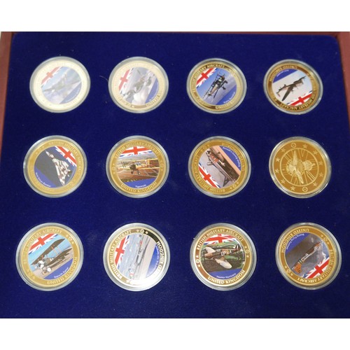 111 - A collection of WWII related Windsor Mint commemorative coins, housed in eight coin boxes and loose,... 