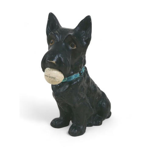 214 - Sylvac Black ceramic Scotty Dog advertising figure holding a Golf Ball in its mouth, produced for No... 