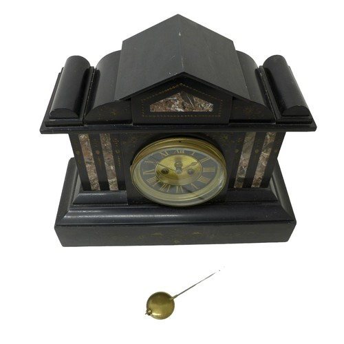 255 - Two Victorian slate mantle clocks, largest 38 by 15 by 33cm high.