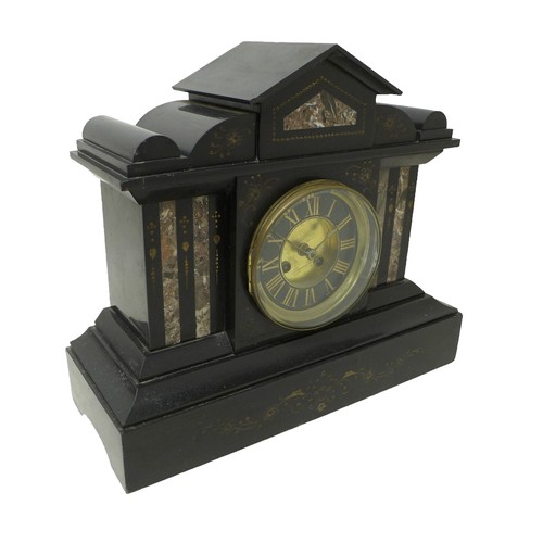 255 - Two Victorian slate mantle clocks, largest 38 by 15 by 33cm high.