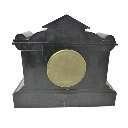 255 - Two Victorian slate mantle clocks, largest 38 by 15 by 33cm high.