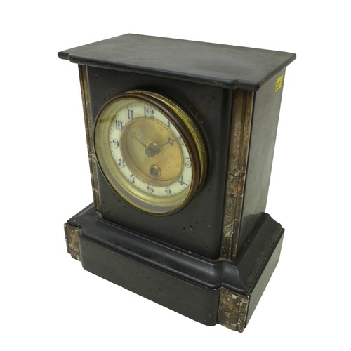 255 - Two Victorian slate mantle clocks, largest 38 by 15 by 33cm high.