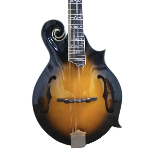 229 - An Ozark 2255 mandolin in tobacco burst, mother of pearl inlays, missing its scratch plate, together... 