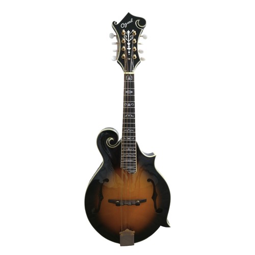 229 - An Ozark 2255 mandolin in tobacco burst, mother of pearl inlays, missing its scratch plate, together... 