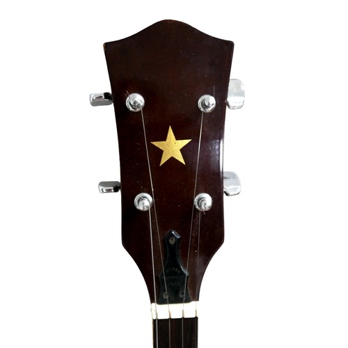 227 - A five-string banjo with golden star emblem, with associated fitted hard case, together with a Harmo... 