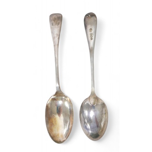 75 - Four George V silver spoons, comprising two sauce ladles and two table spoons, all terminals initial... 