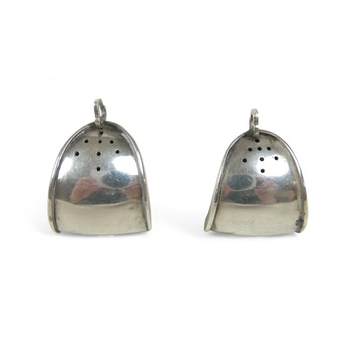 71 - A pair of Japanese silver slipper form condiments, with two character Japanese hallmark, 2.4toz, eac... 