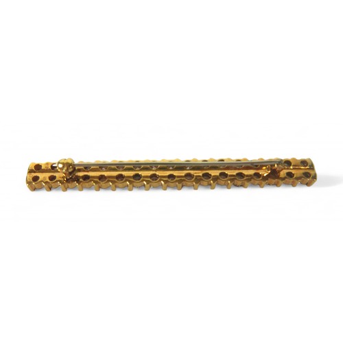 51 - An 18ct gold and diamond double row bar brooch, made up of 34 round, brilliant cut stones, each 2.70... 