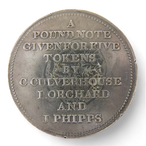 96 - A 19th century Bath four shilling token, no inner circle type, 15.4g.