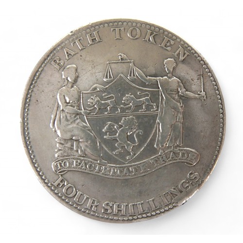 96 - A 19th century Bath four shilling token, no inner circle type, 15.4g.