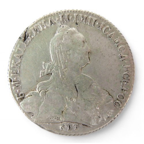 107 - A Catherine the Great 1774 Russian silver ruble, 22.9g.