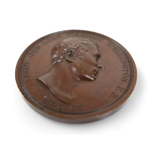 108 - An 1810 British Victories in Peninsular War bronze medal, by T. Wyon Jr., 60.6g.