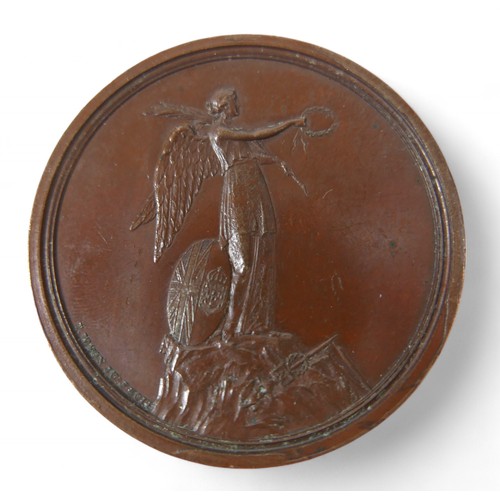 108 - An 1810 British Victories in Peninsular War bronze medal, by T. Wyon Jr., 60.6g.