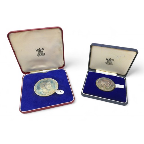 97 - Two cased 1969 Investiture of Charles Prince of Wales medals by Michael Rizzello (Eimer 2166A and 21... 