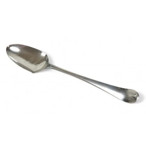 66 - A Georgian silver spoon, a silver vesta and a white metal locket, total weight 93.8g (3)