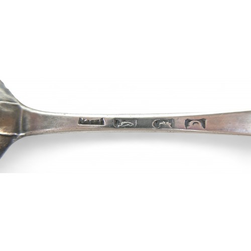 66 - A Georgian silver spoon, a silver vesta and a white metal locket, total weight 93.8g (3)