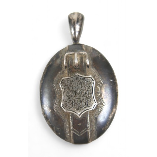 66 - A Georgian silver spoon, a silver vesta and a white metal locket, total weight 93.8g (3)