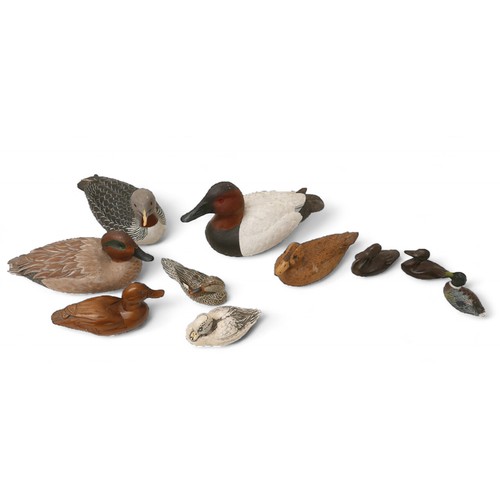 247 - Ten assorted carved wooden decoy and decorative ducks, including two Robert ball (one 1990 Red throa... 