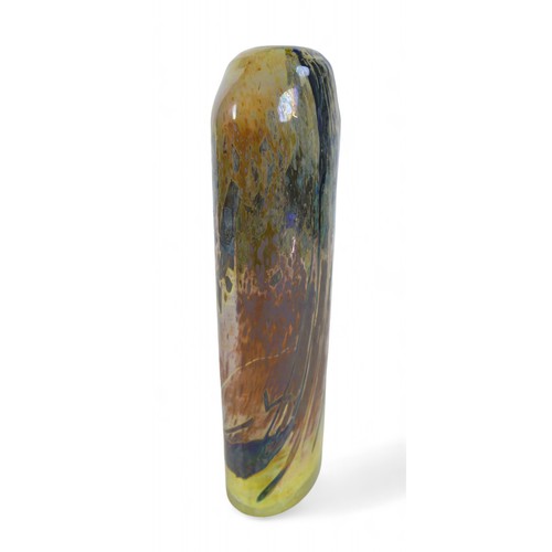 195 - A tall studio art glass vase by Sam Herman (1936-2020), the surface decorated with metallic oxide ir... 