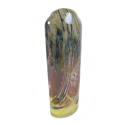 195 - A tall studio art glass vase by Sam Herman (1936-2020), the surface decorated with metallic oxide ir... 